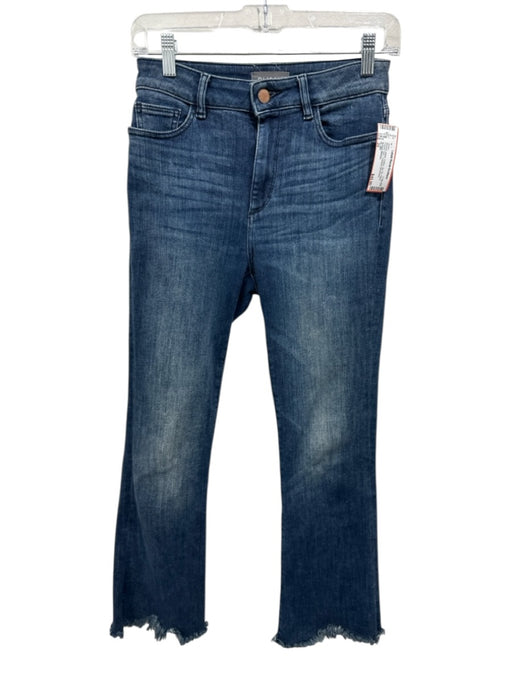 DL1961 Size 25 Medium Wash Cotton Zip Fly Flare Frayed Hem Cropped Jeans Medium Wash / 25