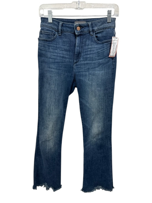 DL1961 Size 25 Medium Wash Cotton Zip Fly Flare Frayed Hem Cropped Jeans Medium Wash / 25