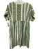 boo gemes Size XS Green & White Cotton All Over Print Split V neckline Dress Green & White / XS