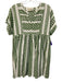 boo gemes Size XS Green & White Cotton All Over Print Split V neckline Dress Green & White / XS