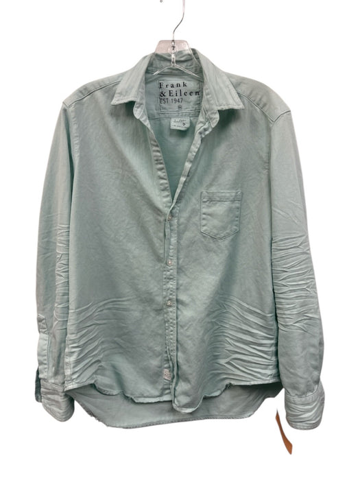 Frank & Eileen Size XS Seafoam Green Cotton Long Sleeve Button Up Collared Top Seafoam Green / XS