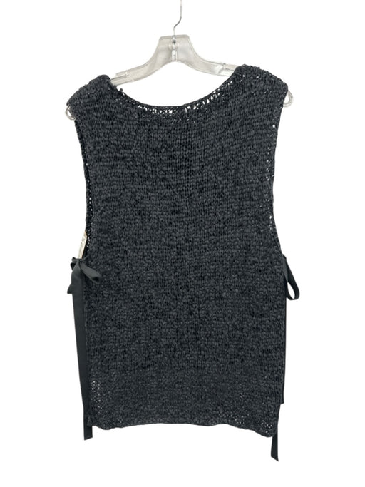 Margaret O'leary Size S Charcoal Black Polyester Blend Chunky Knit Tie Side Vest Charcoal Black / S