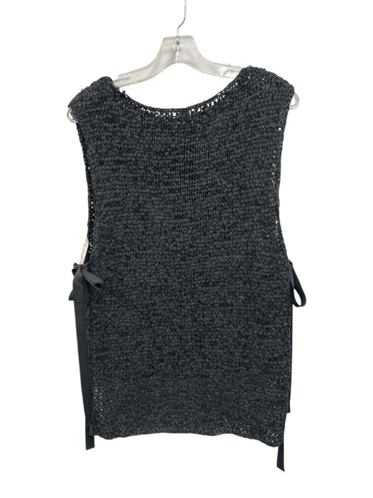Margaret O'leary Size S Charcoal Black Polyester Blend Chunky Knit Tie Side Vest Charcoal Black / S