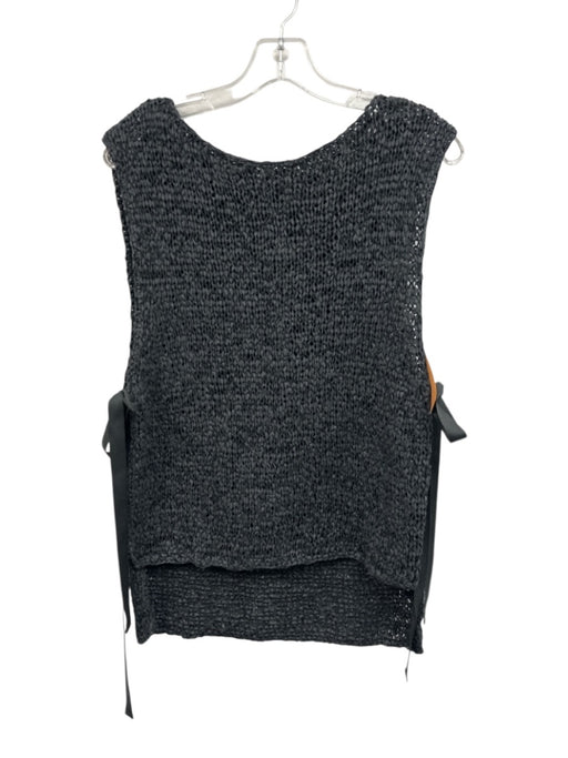 Margaret O'leary Size S Charcoal Black Polyester Blend Chunky Knit Tie Side Vest Charcoal Black / S