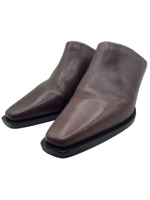 Brunello Cucinelli Shoe Size 38.5 Chocolate Brown & Gunmetal Leather Mules