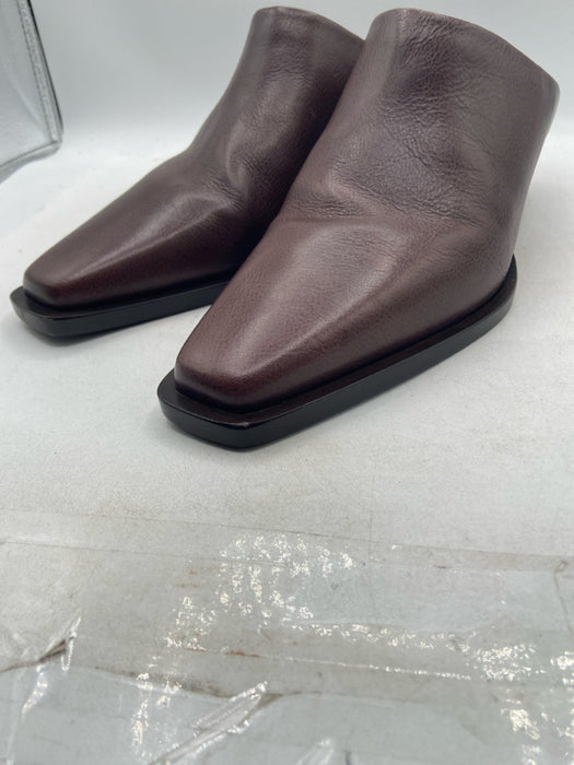 Brunello Cucinelli Shoe Size 38.5 Chocolate Brown & Gunmetal Leather Mules