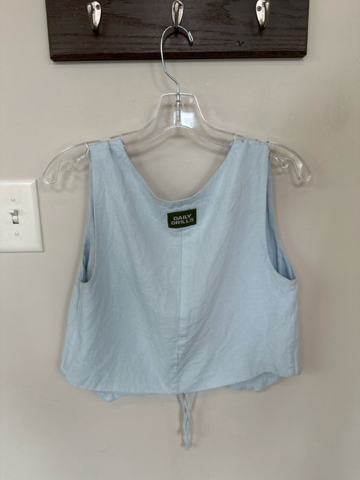 Daily Drills Size XS/S Baby Blue Viscose Blend Tie Detail Sleeveless Top