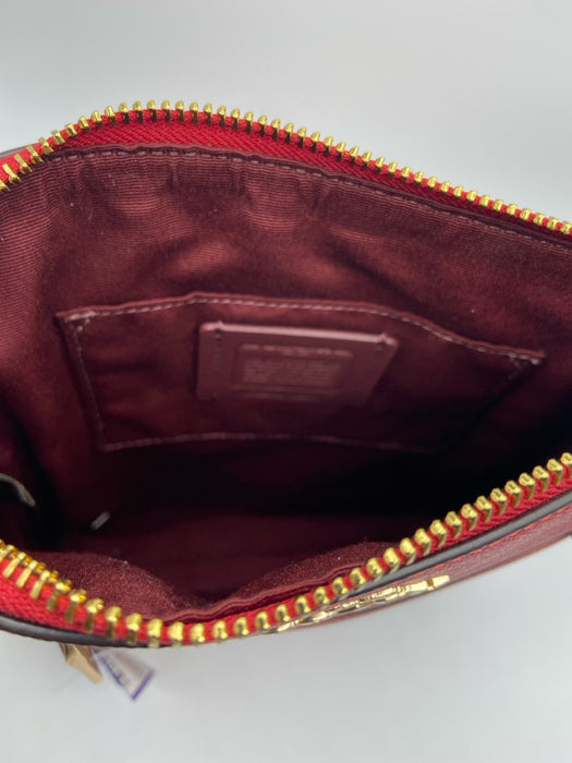 Coach Red Coated Leather Zip Close Crossbody Bag