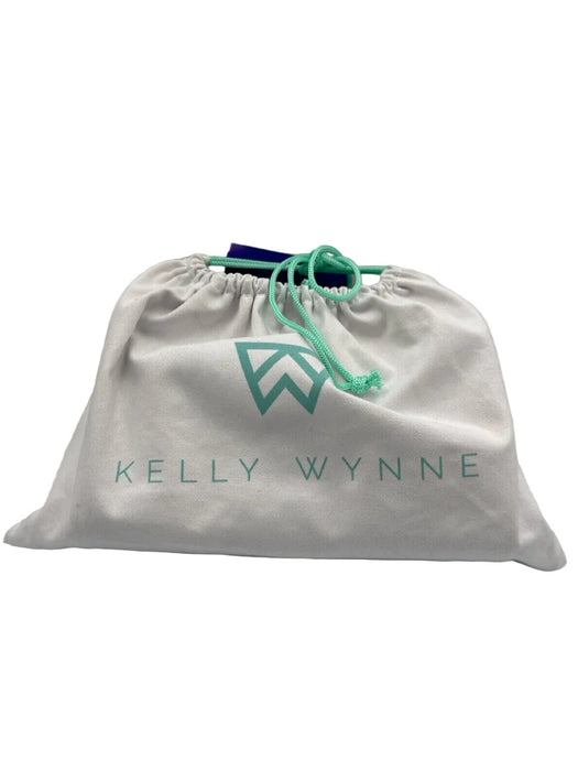 Kelly Wynne Gold, Pink, Blue Rubber Woven Strap Metallic Zip Top Shoulder Bag