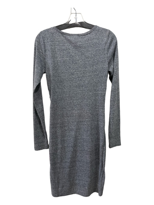 Leith Size M Gray Polyester & Cotton Ruched Long Sleeve Dress Gray / M