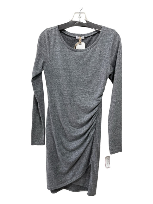 Leith Size M Gray Polyester Cotton Ruched Long Sleeve Dress Labels Resale Boutique