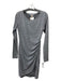 Leith Size M Gray Polyester & Cotton Ruched Long Sleeve Dress Gray / M