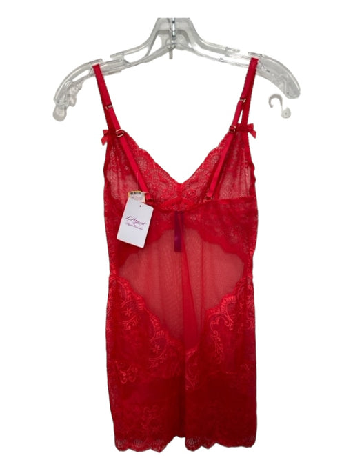 Agent Provocateur Size M Red Lace Sheer Mini Sleeveless Nightgown Dress Red / M