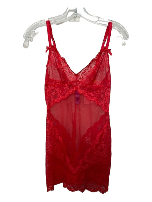Agent Provocateur Size M Red Lace Sheer Mini Sleeveless Nightgown Dress Red / M