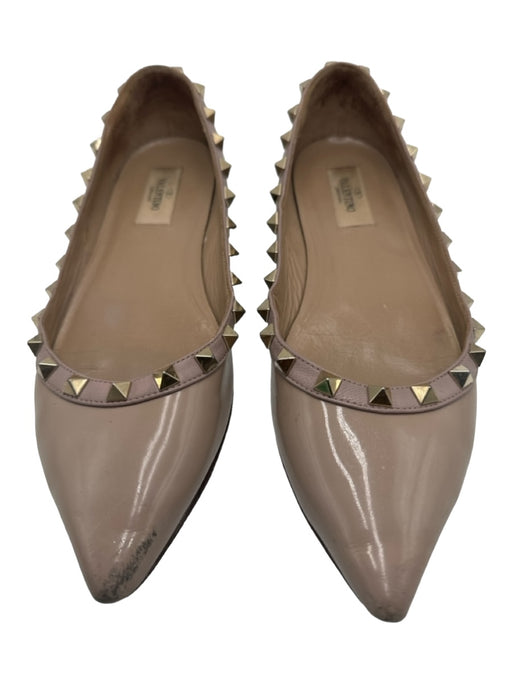 Valentino Shoe Size 38 Taupe Patent Leather Rockstud Pointed Toe Flats Taupe / 38