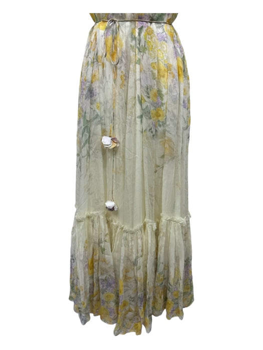 Zimmerman Size 1 Yellow Print floral Sleeveless Sheer Slip Inc Tiered Dress Yellow Print / 1