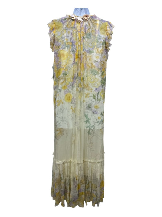 Zimmerman Size 1 Yellow Print floral Sleeveless Sheer Slip Inc Tiered Dress Yellow Print / 1