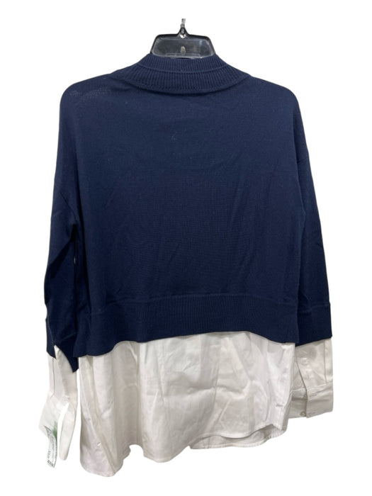 Veronica Beard Size S Navy & white Merino Wool 2 Buttons Button Sleeve Top Navy & white / S