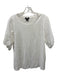 Paige Size M Ivory White Linen Embroidered Short Puff Sleeve Scoop Neck Top Ivory White / M