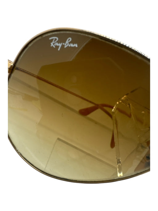 Ray Ban Tan & brown Metal Aviator Gradient Gold Sunglasses Tan & brown