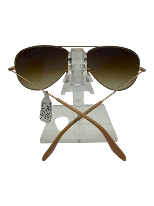 Ray Ban Tan & brown Metal Aviator Gradient Gold Sunglasses Tan & brown