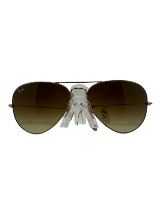 Ray Ban Tan & brown Metal Aviator Gradient Gold Sunglasses Tan & brown