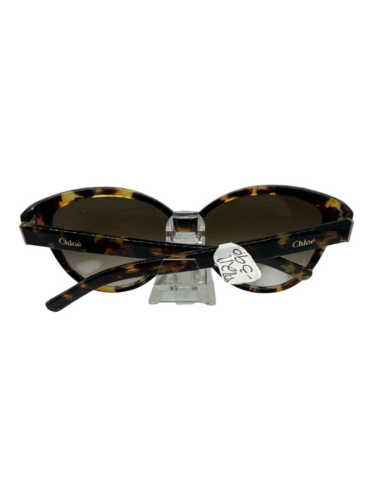 Chloe Brown & Black Acetate Tortoise Cat Eye gold accent Sunglasses Brown & Black