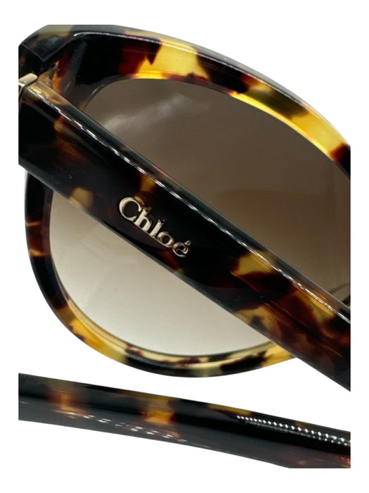 Chloe Brown & Black Acetate Tortoise Cat Eye gold accent Sunglasses Brown & Black