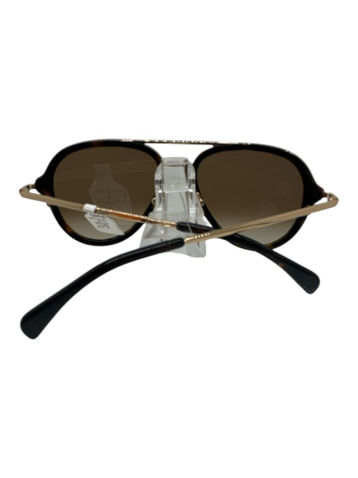 Celine Brown & Black Acetate Metal Aviator gold accent Sunglasses Brown & Black