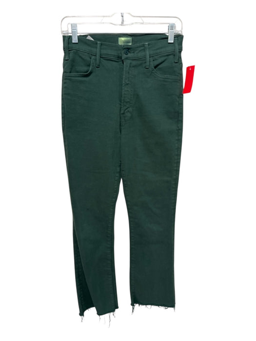 Mother Size 28 Green Cotton Blend High Rise Straight Leg Raw Hem Pants Green / 28