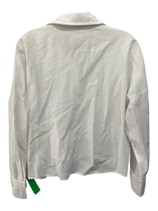 Stateside Size S White Cotton Buttons Tie Waist Long Sleeve Collar Top White / S