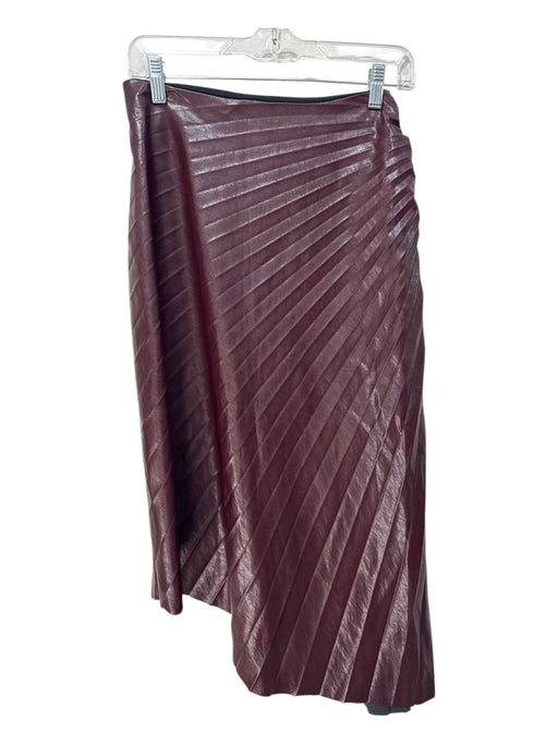A.L.C. Size 4 Burgundy Brown Viscose Blend Pleats Gathered Side Zip Maxi Skirt Burgundy Brown / 4
