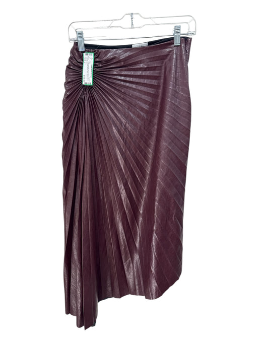 A.L.C. Size 4 Burgundy Brown Viscose Blend Pleats Gathered Side Zip Maxi Skirt Burgundy Brown / 4