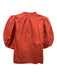 LaRoque Size S Orange Cotton Split V neckline Ruffle Puff Sleeve Top Orange / S