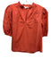 LaRoque Size S Orange Cotton Split V neckline Ruffle Puff Sleeve Top Orange / S