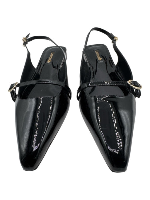 Larroude Shoe Size 8.5 Black Patent Leather Mary Jane Pointed Toe Flats Black / 8.5