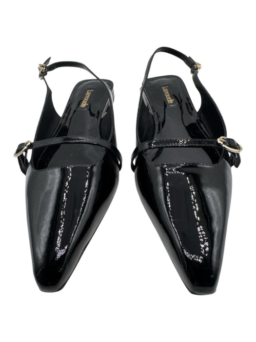 Larroude Shoe Size 8.5 Black Patent Leather Mary Jane Pointed Toe Flats Black / 8.5