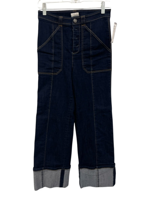 Cinq a Sept Size 2 Dark Wash Cotton Blend Button Close Flare Cuff bottom Jeans Dark Wash / 2