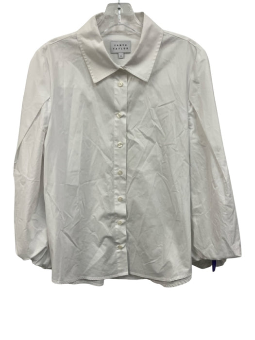Tanya Taylor Size S White Cotton Collar Neck Button Down Long Sleeve Top White / S