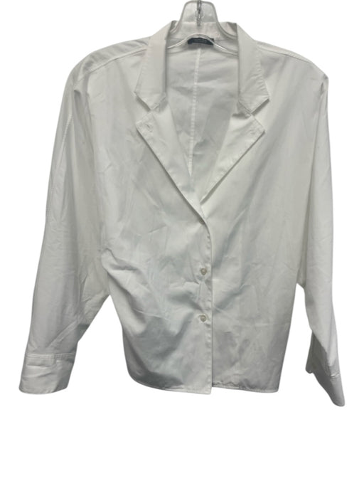 Massimo Dutti Size XS White Cotton Long Sleeve Button Up Collar Top White / XS
