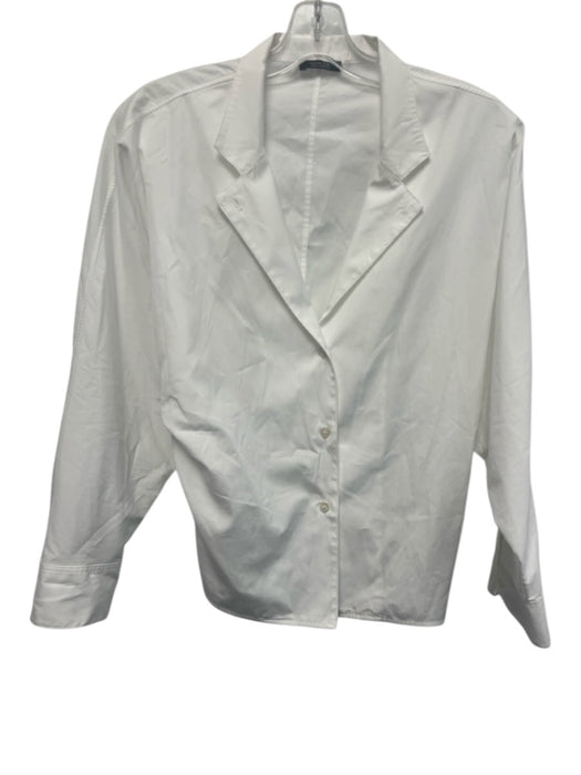 Massimo Dutti Size XS White Cotton Long Sleeve Button Up Collar Top White / XS