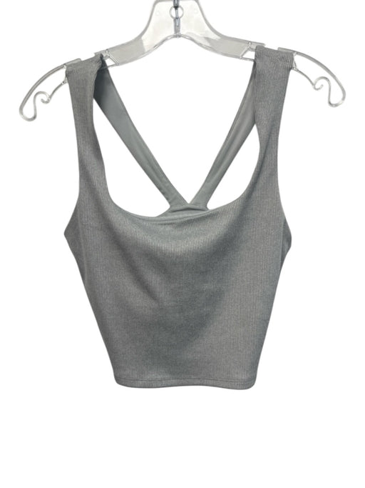 Alo Yoga Size M Light Gray Polyester Sleeveless Ribbed Cropped Top Light Gray / M