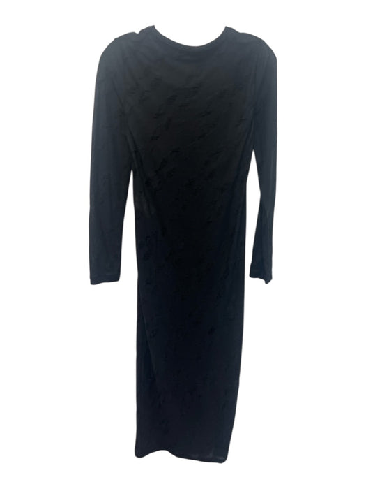 IRO Size XS Black Polyester Long Sleeve Distressed Lined Midi Dress Black / XS