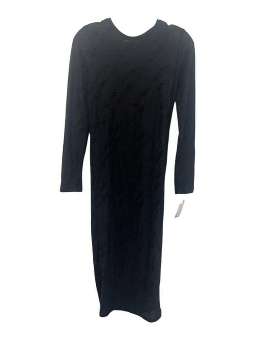 IRO Size XS Black Polyester Long Sleeve Distressed Lined Midi Dress Black / XS