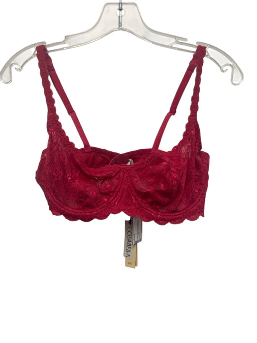 Cosa Bella Size 36B Red Polyamide Hook & Eye closure Lace Adjustable Strap Bra Red / 36B