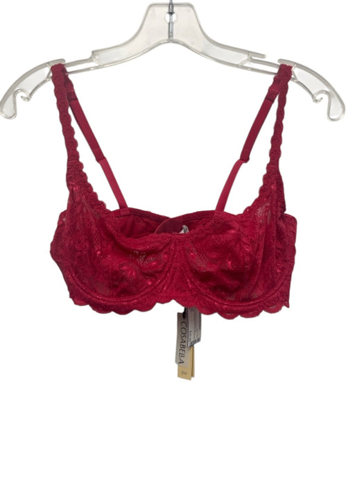Cosa Bella Size 36B Red Polyamide Hook & Eye closure Lace Adjustable Strap Bra Red / 36B