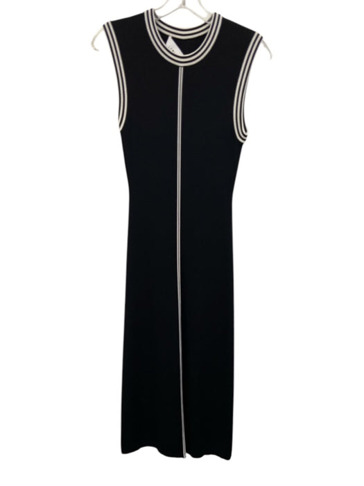 Le Bop Size S Black & White Viscose Blend Ribbed Ringer Sleeveless Midi Dress Black & White / S