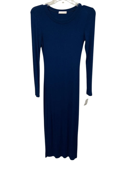 Sablyn Size S Blue Modal Blend Ribbed Knit Long Sleeve Maxi Dress Blue / S