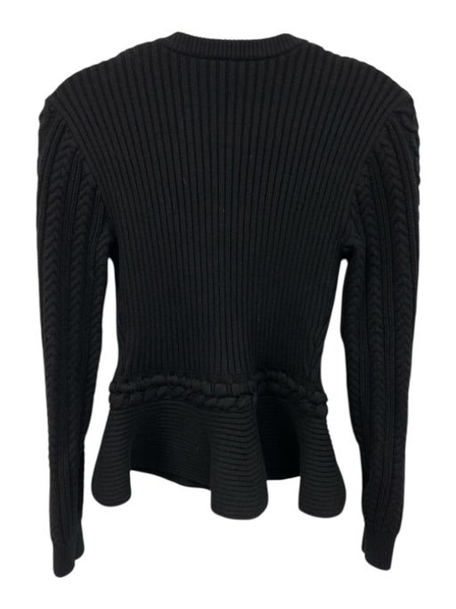 Simkhai Size S Black Cotton & Wool Blend Ribbed mixed knit Zip Peplum Jacket Black / S
