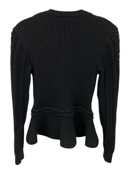 Simkhai Size S Black Cotton & Wool Blend Ribbed mixed knit Zip Peplum Jacket Black / S